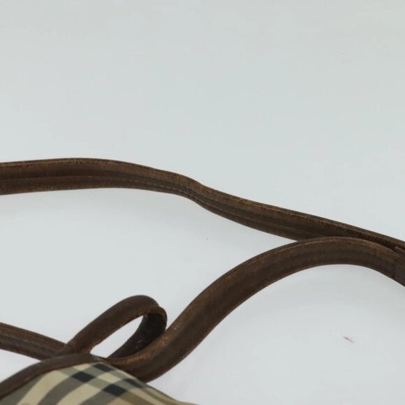 Burberrys Nova Check Shoulder Bag Canvas Beige Gold Auth 117545 - Picture 9 of 15